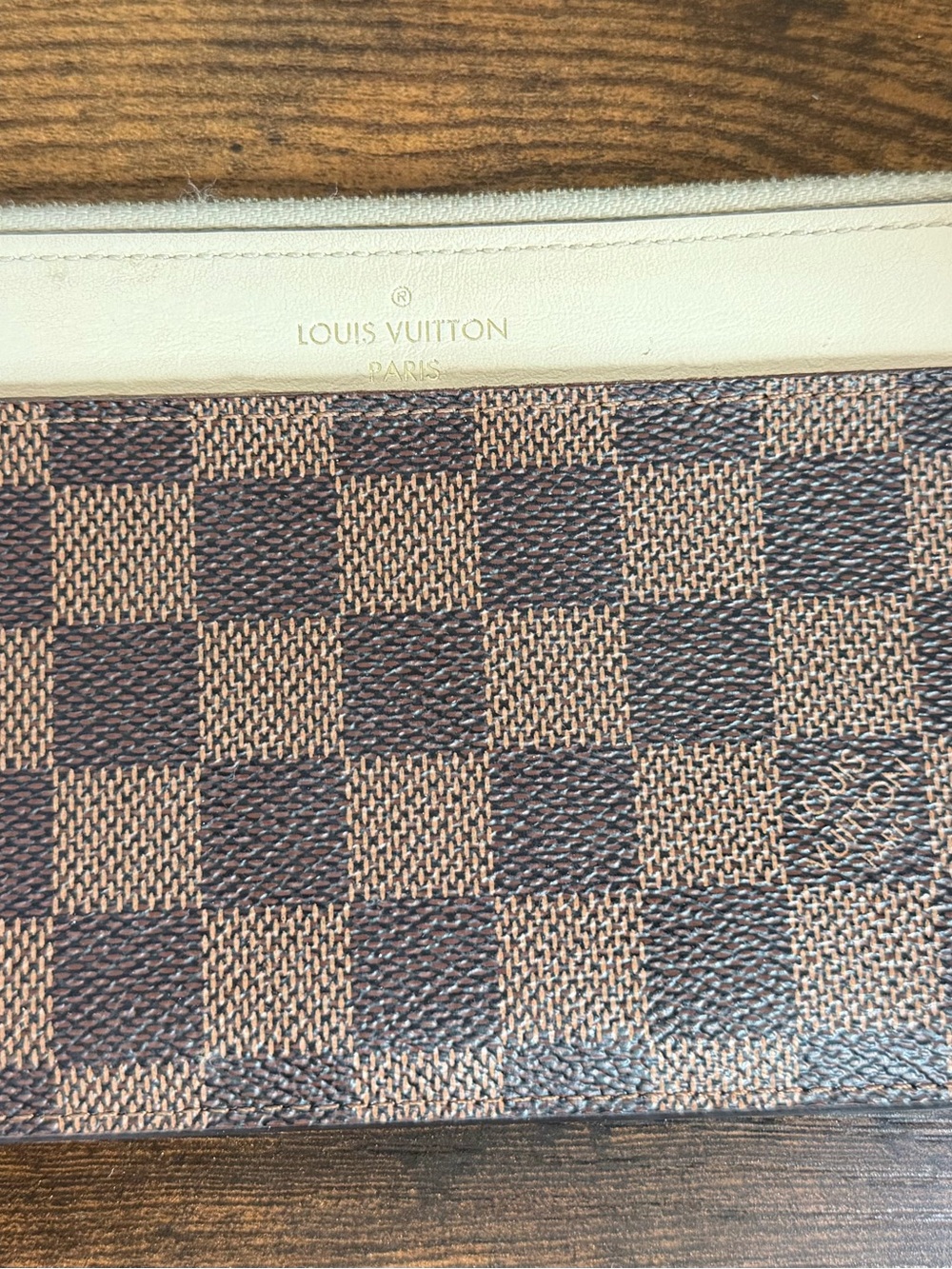 Louis Vuitton Brown and Cream Damier Ebene Slim Purse Wallet